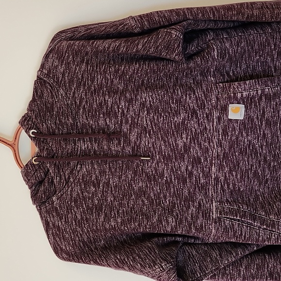 Carhartt purple marle kangaroo pocket hoodie thumb holes size XS - Picture 2 of 7